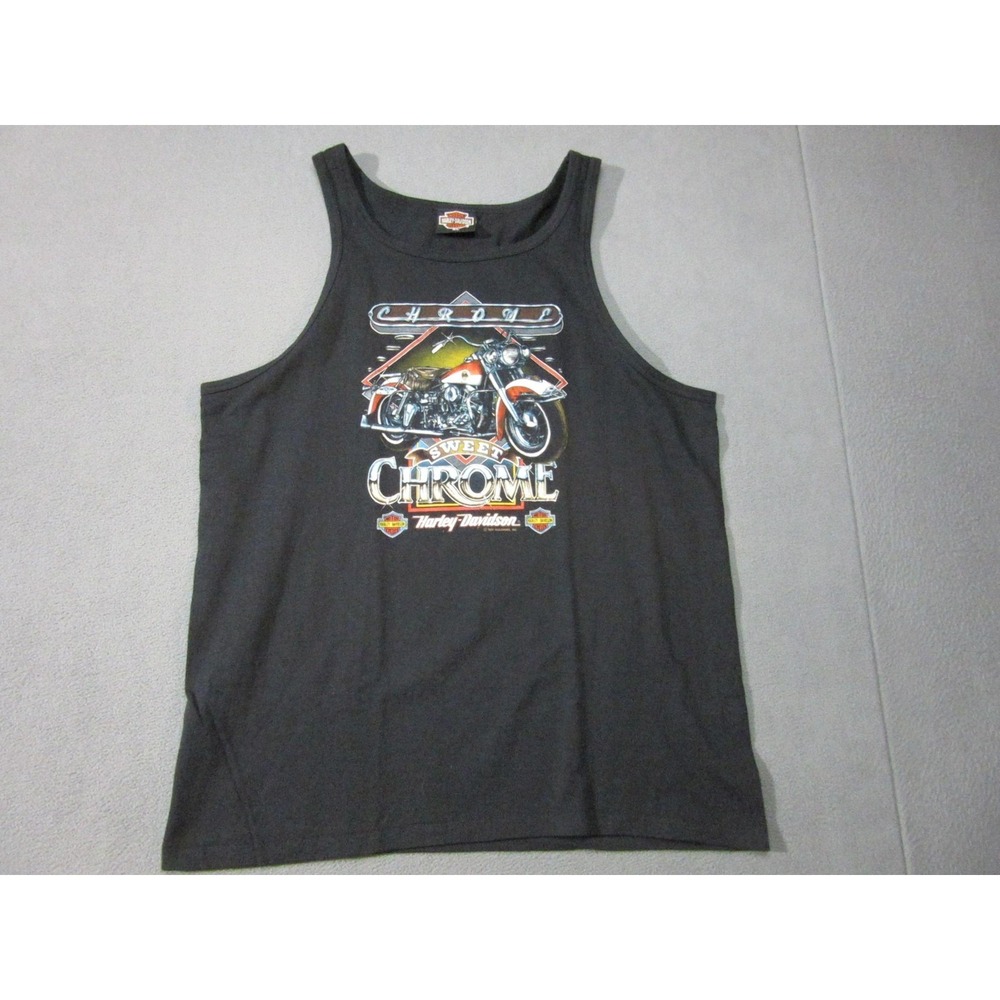 Vintage Harley Davidson Shirt Mens XL Black Sweet Chrome Tank Top 90s Holoubek
